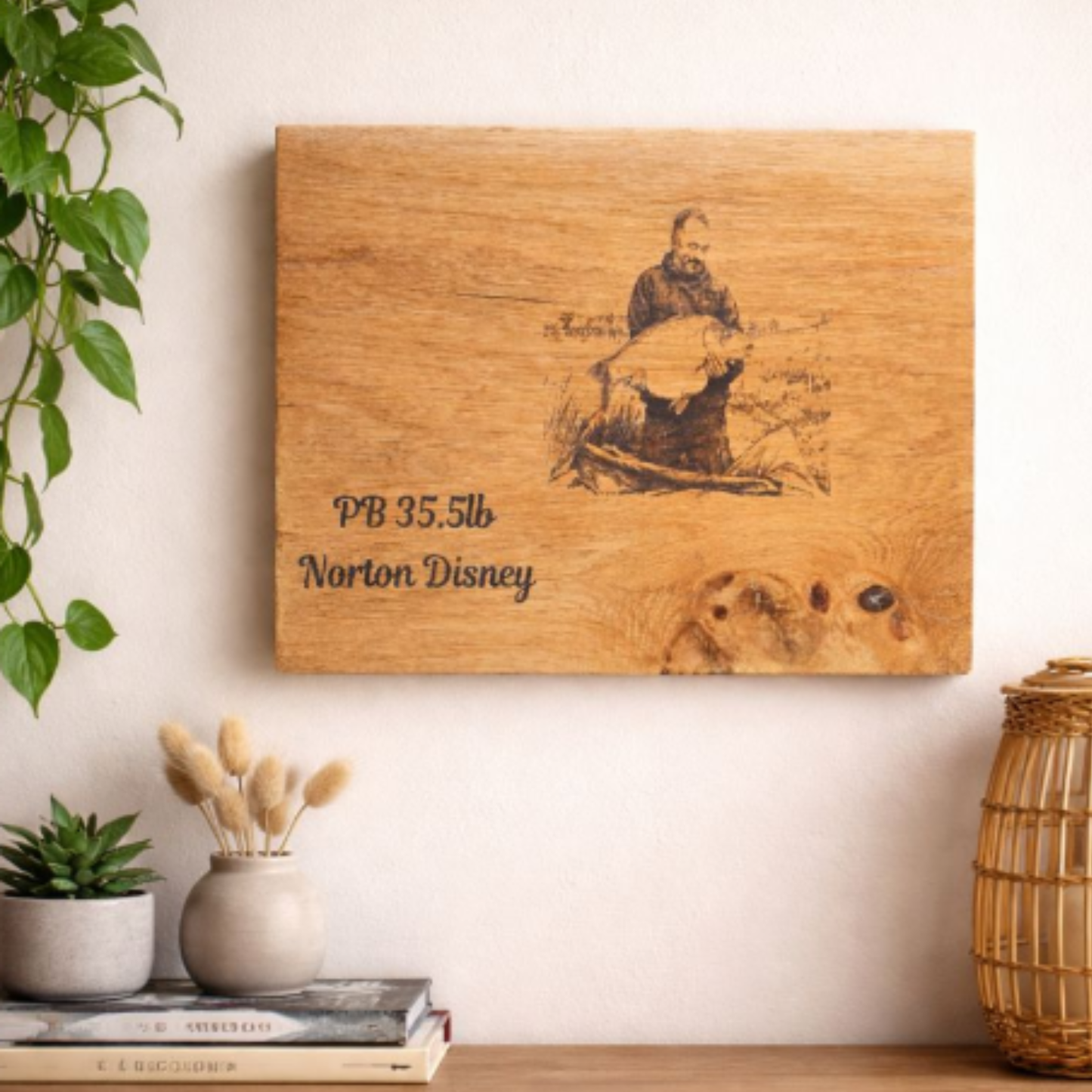 Fishing Personal Best Solid Oak Wall Plaque